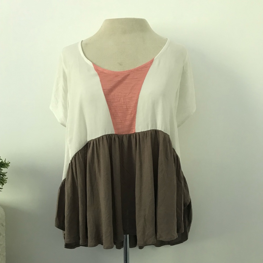Anthropologie The Addison story white pink blouse